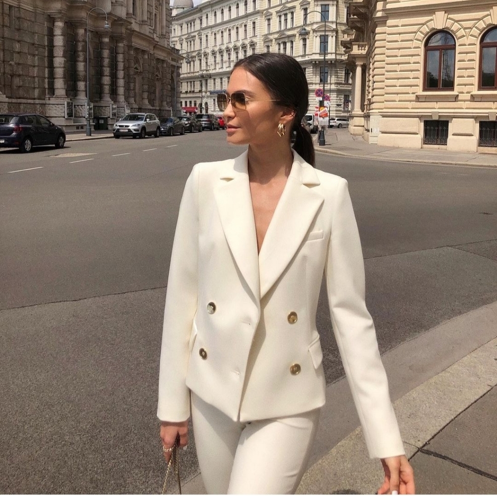 Zara Double Breasted Cropped Blazer - Picture 1 of 6